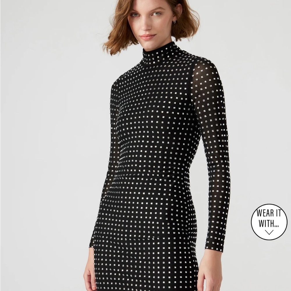 Steve Madden Black and White Geometric Long Sleeve Dress